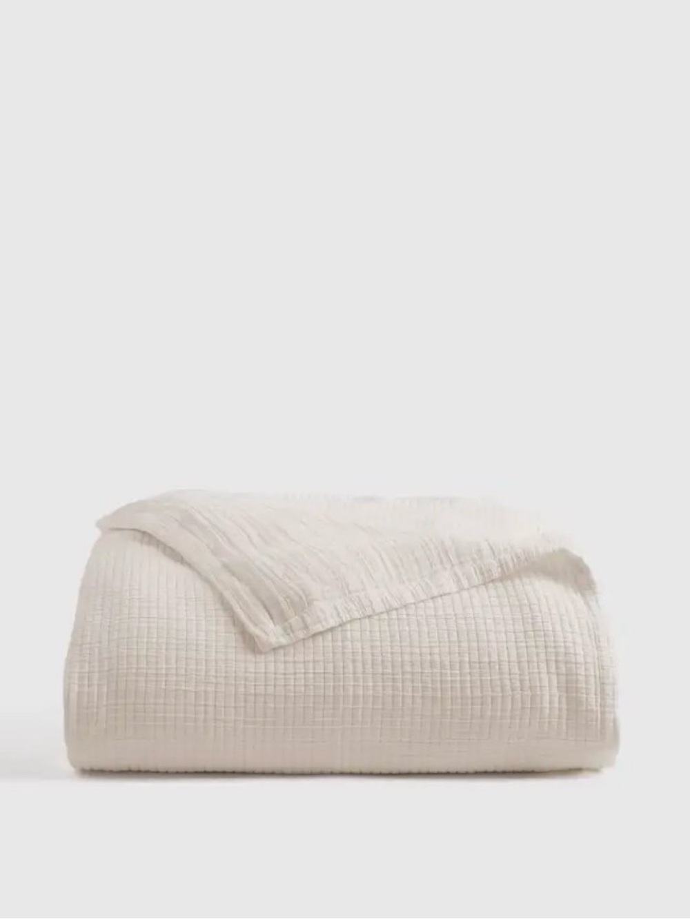 Quince Organic Ribbed Cotton Coverlet in King/Cal King, Ivory